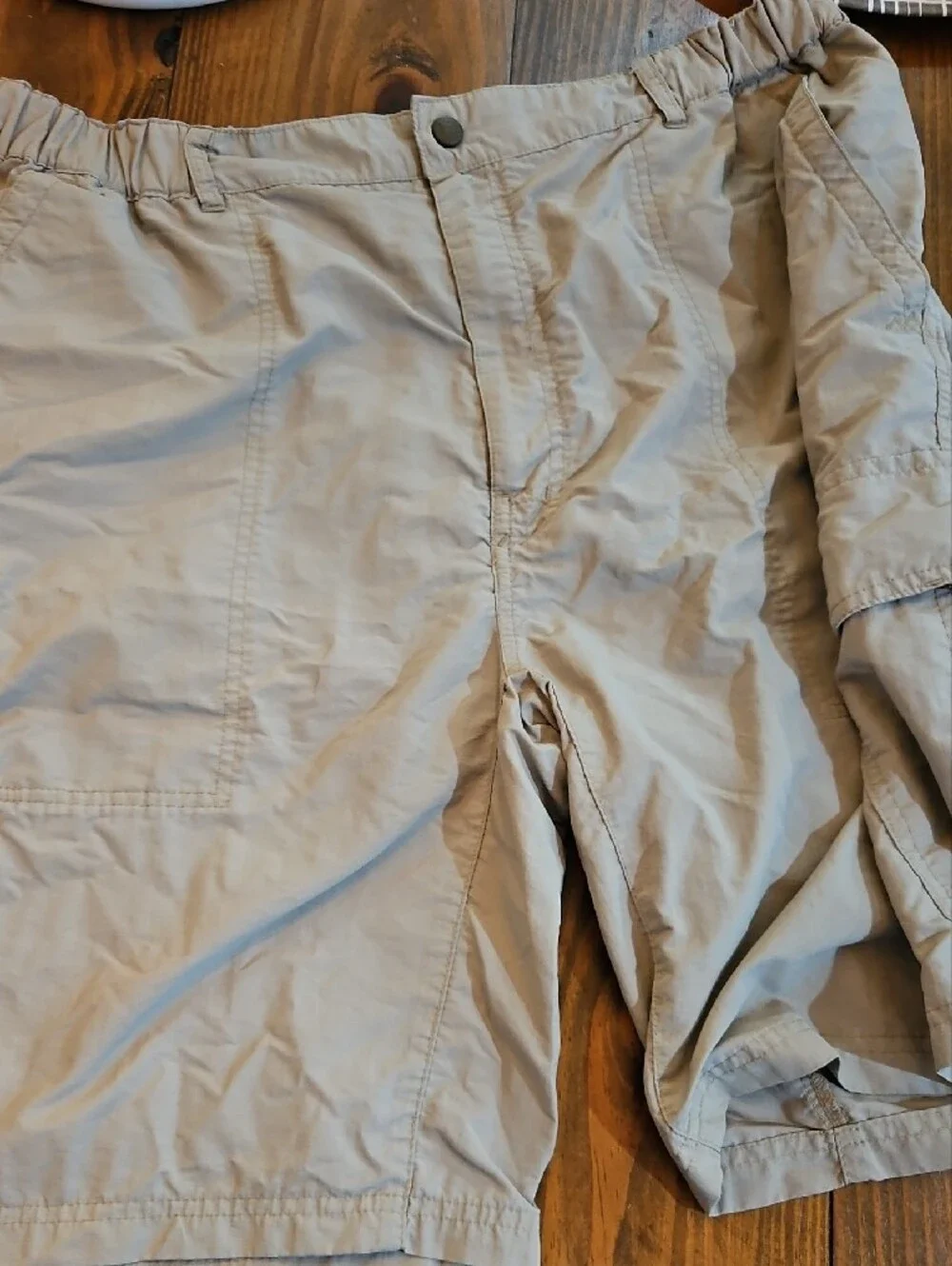 REI Mens Khaki Outdoor Active Shorts with Zip Pocket